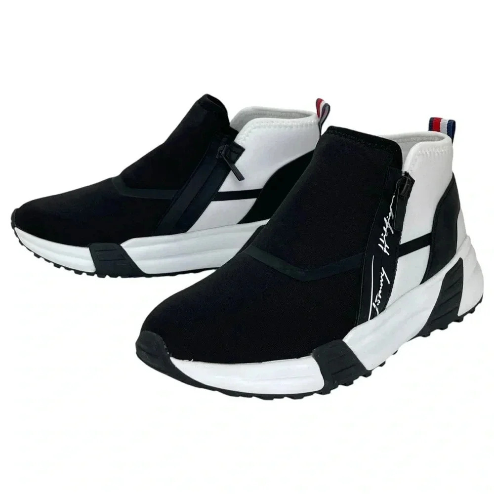 Tommy Hilfiger Morney Black Stretch Womens Fashion Sneakers Size 9M - Picture 7 of 11